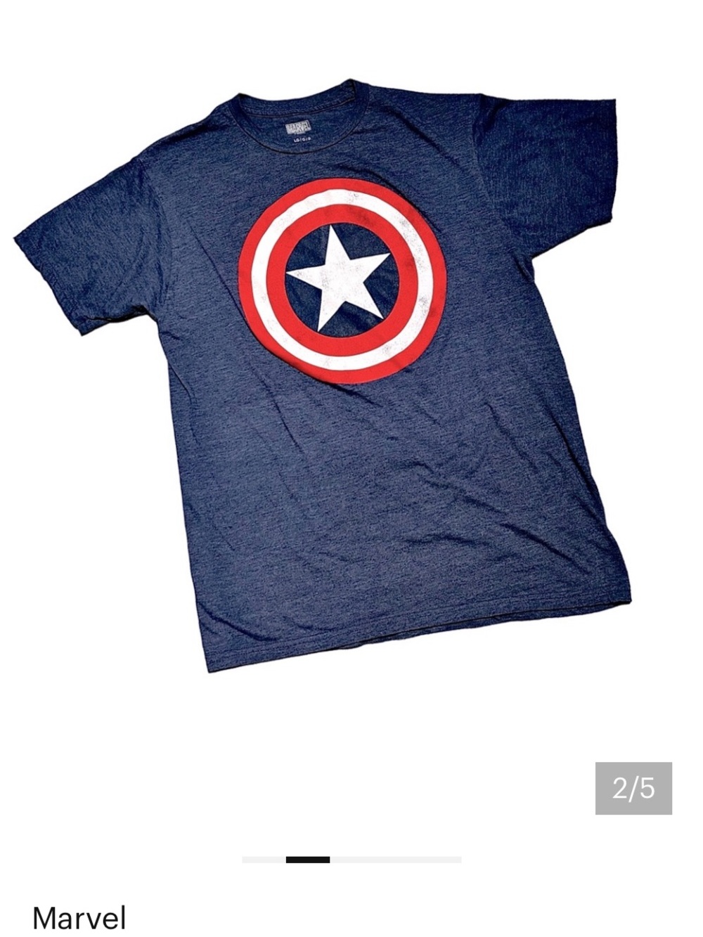 Marvel Women's Navy Tee with Red & White Captain America Shield
